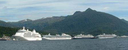 Four Cruise Ships in Ketchikan Alaska